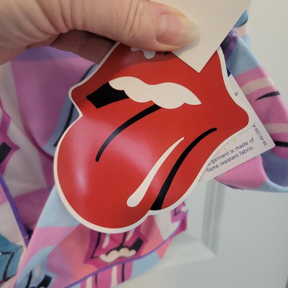 NEW NWT Rolling Stones Girls Long Sleeve Fleece 2pc Pajama Set w/Shorts L 10/12 - Picture 5 of 5